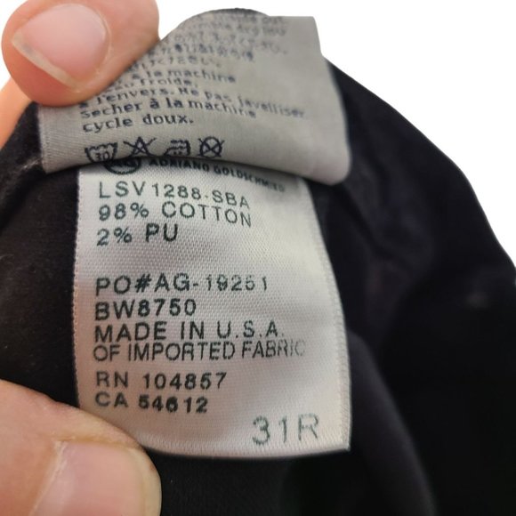 AG Adriano Goldschmied Womens 31R Black Velvet The Legging Super Skinny Jeans - Picture 8 of 11